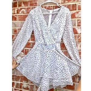 Flowy Long-Sleeve Polka Dot Romper